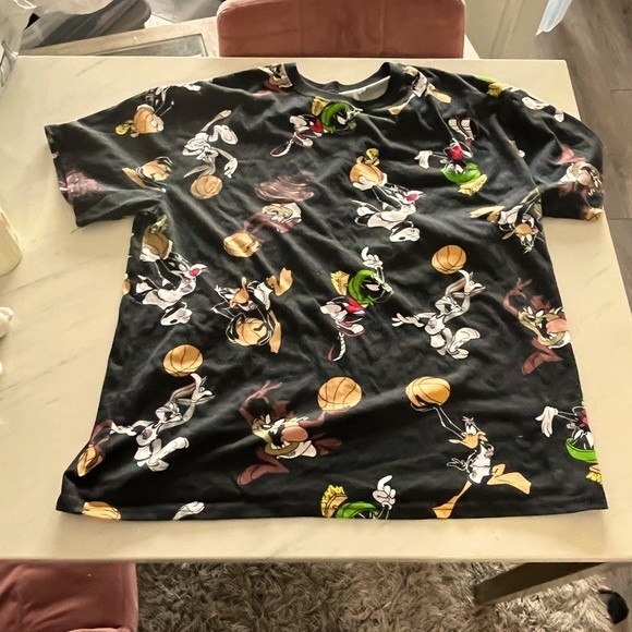 Warner Bros. Other - Space Jam T-Shirt Medium All Over Print Bugs Bunny Taz Donald Duck Marvin